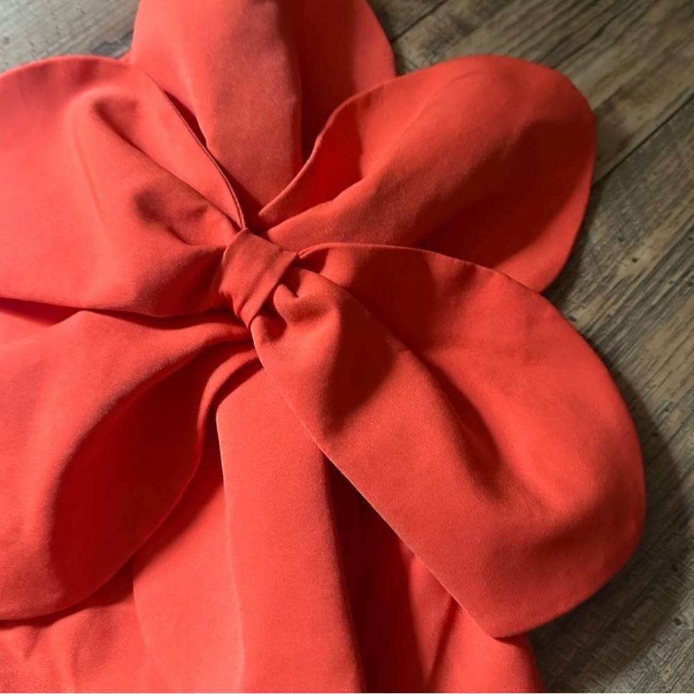 AKIRA Elegant Red Strapless Dress with Floral Accents - Picture 3 of 5